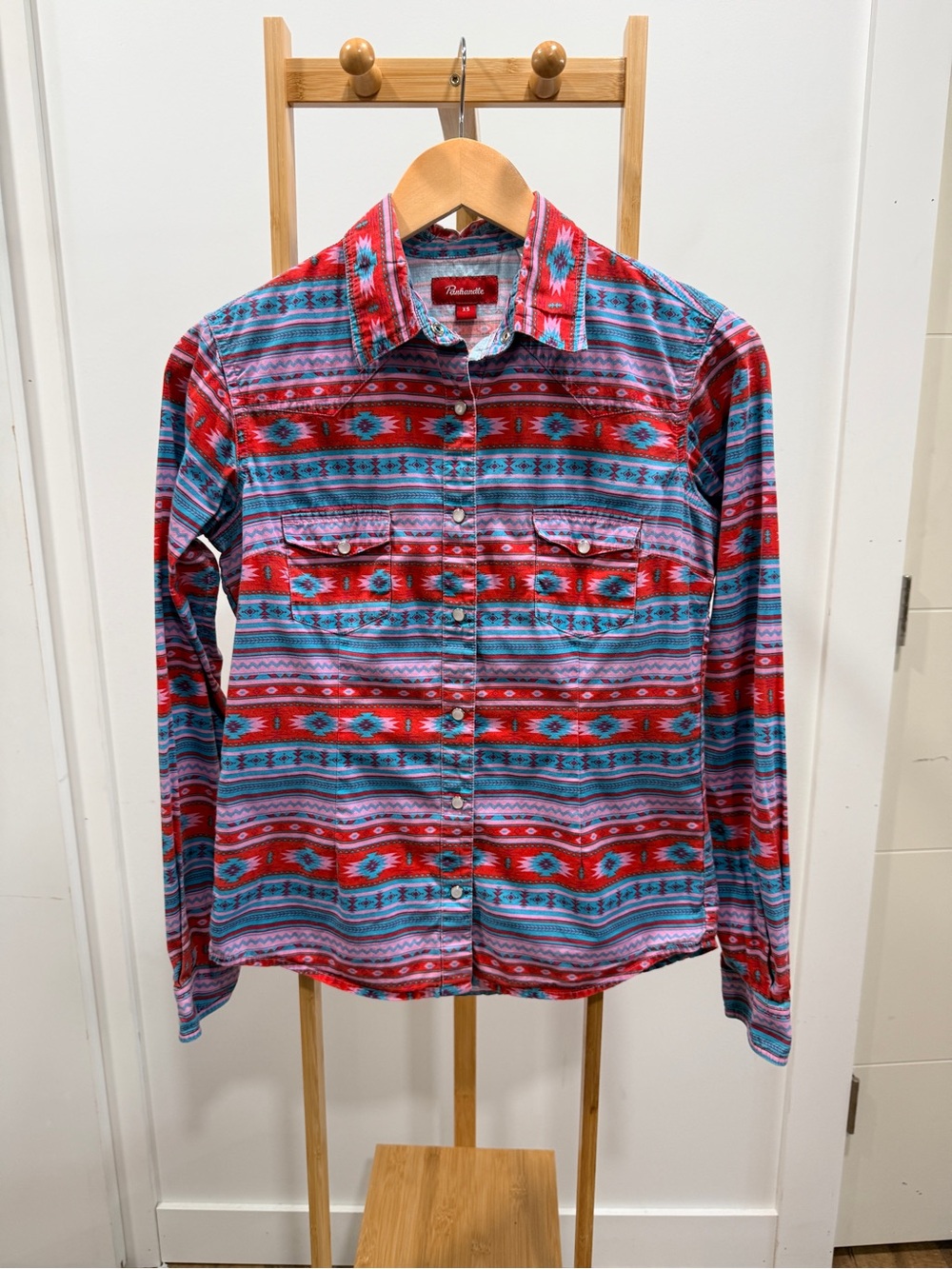 Kids Red & Blue Geometric Button-Down Shirt